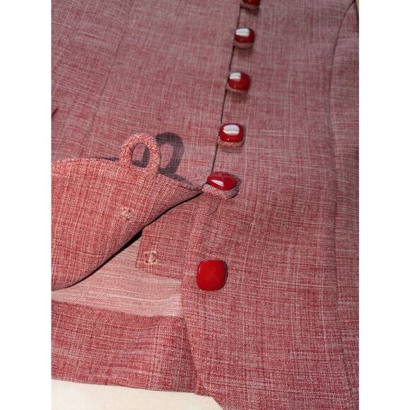 Vintage Tower Hill Blazer Womens Size 12 Red Dressy Workwear 8 Button Jacket - Picture 9 of 10